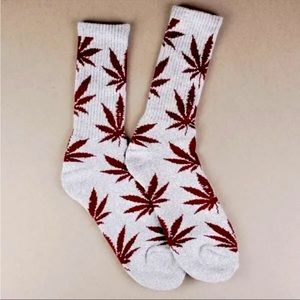 HUF Huf Plantlife Socks - Grey Heather/Wine NWT Cannabis